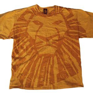 XL T-Shirt Disney The Lion King AOP Musical Mandalay Bay Gold Cotton Y2K Vtg